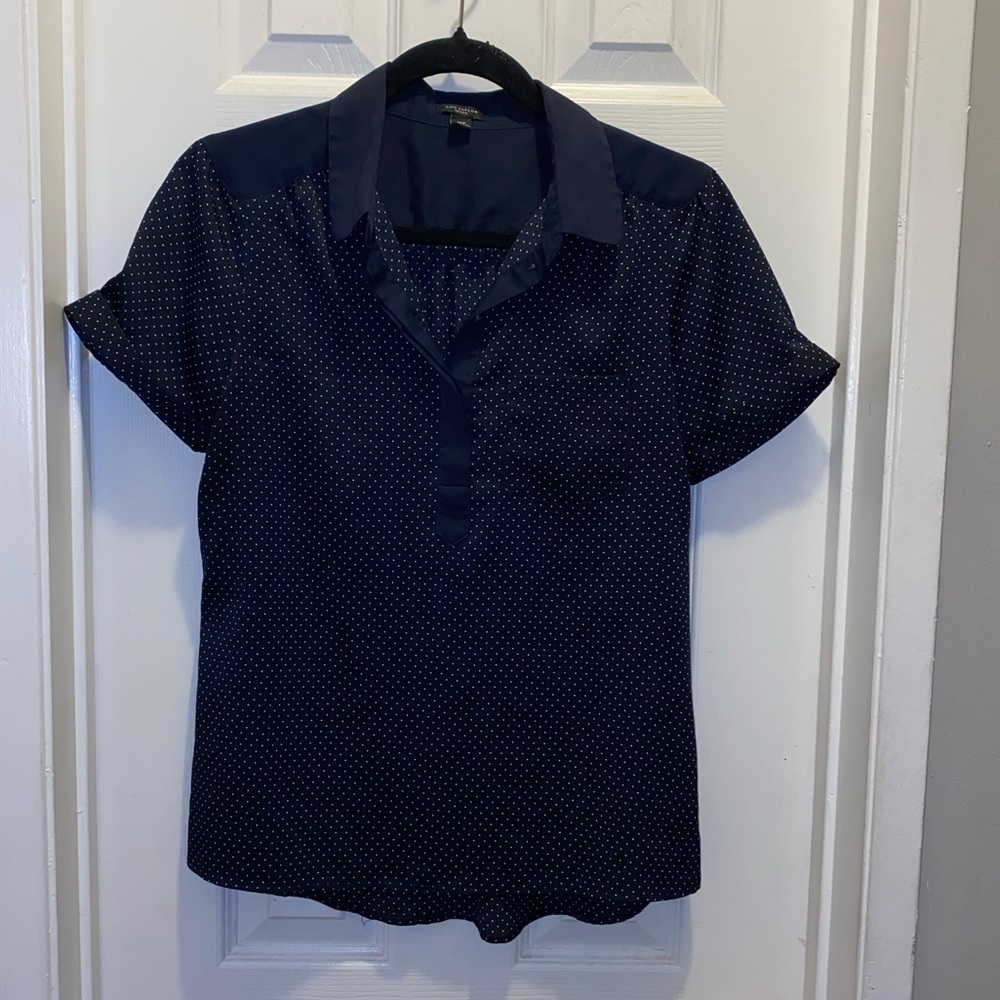 Ann Taylor Navy polka dot - Picture 1 of 6